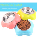 Pet Flower-shaped Dual-use 2-in-1 Pet Stainless Steel  Plastic Pet Bowl